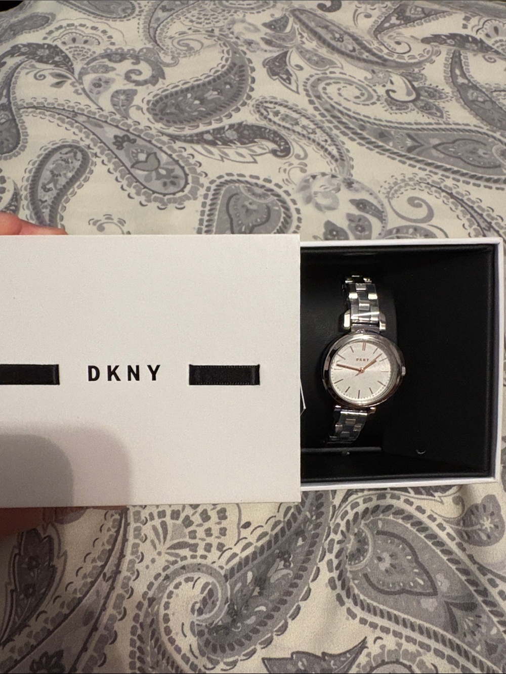 DKNY Silver Men’s Stainless Steel Bracelet Watch with White Dial